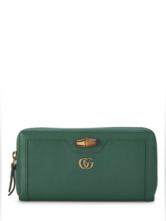 Gucci Handbags - Gucci - Green Leather Bamboo Zip Around Wallet